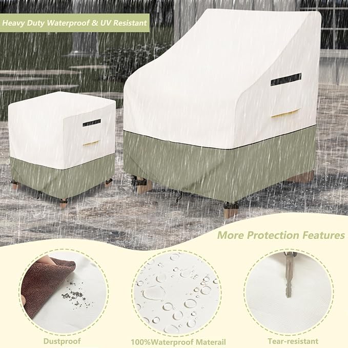 3 Pieces Adirondack Chair Sets Cover, 600D Heavy Duty Waterproof Outdoor Chair - Image 4