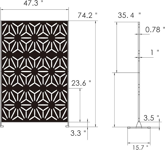 Kozyard Metal Privacy Screen 74" H x 47.2" W Decorative Outdoor Divider - Image 7