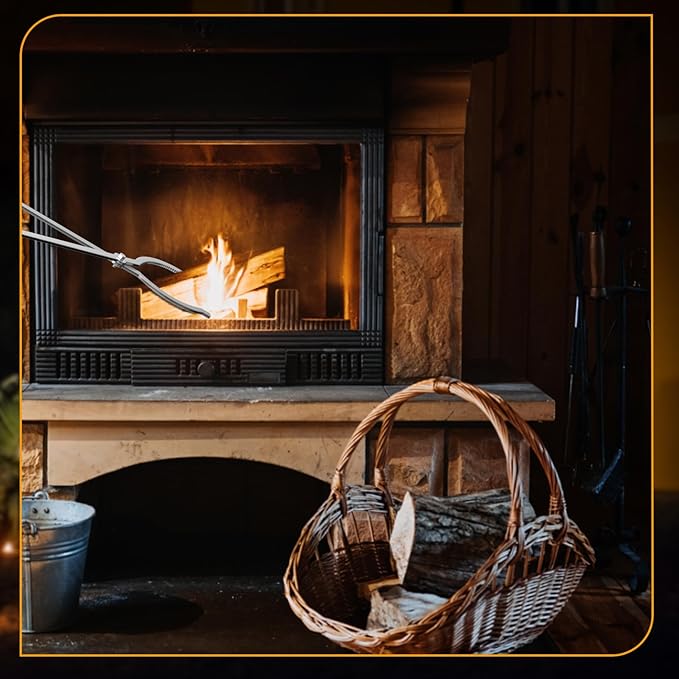 Fire Tongs 40 Inch Stainless Steel Log Grabber for Indoor and Outdoor Fires