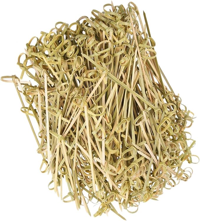 DC-BEAUTIFUL 200 Pack Natural Bamboo Knot Skewers, 6 Inch Bamboo Twisted End by DC-BEAUTIFUL