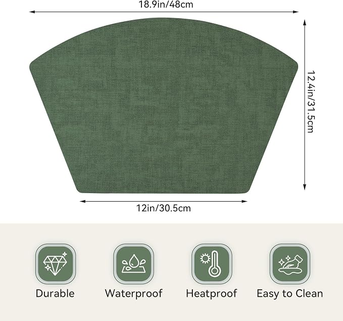 Round Table Placemats Set of 6, Faux Leather Wedge Shape Place Mats Heat - Image 2