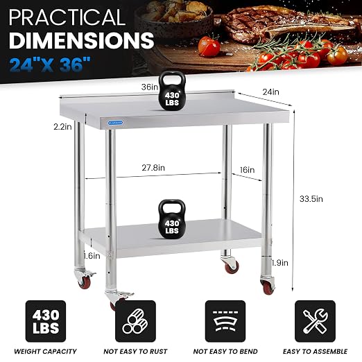 Stainless Steel Table for Prep & Work - Image 3
