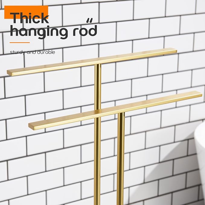 Standing Towel Rack for Bathroom 2-Tier Towel Holder Free Stand - Image 8