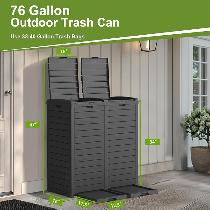 Outdoor Trash Can with lid, Waterproof, UV-Resistant Resin Garbage Can - Image 4
