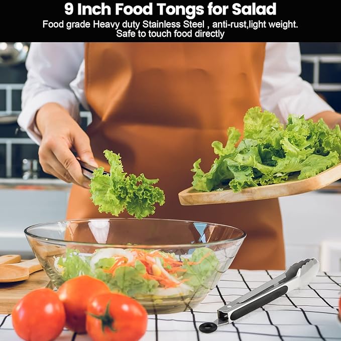 Kitchen Tongs 12-Piece Set, Stainless Steel, 7, 9 and 12 Inch