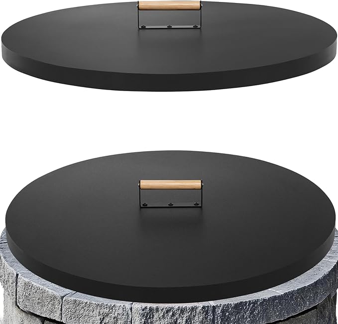 Fire Pit Lid Round 30", Heat Resistant Metal Firepit Cover by Permade