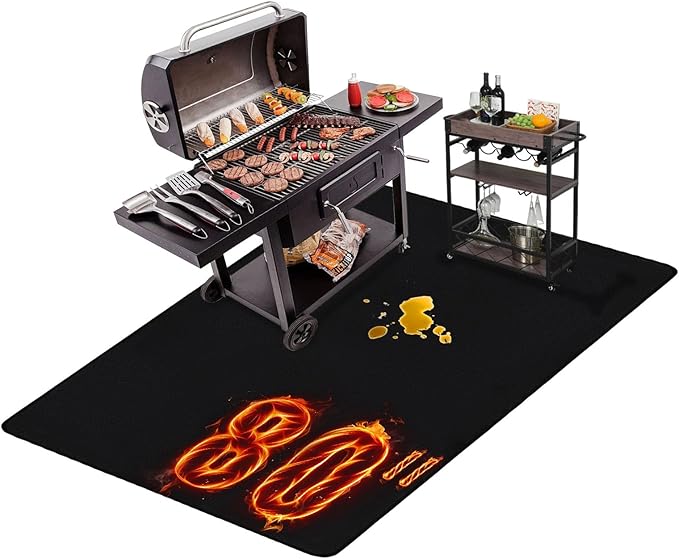 Grill Pads Floor Mat 80 x 48 Inch Silicone Fiberglass Black