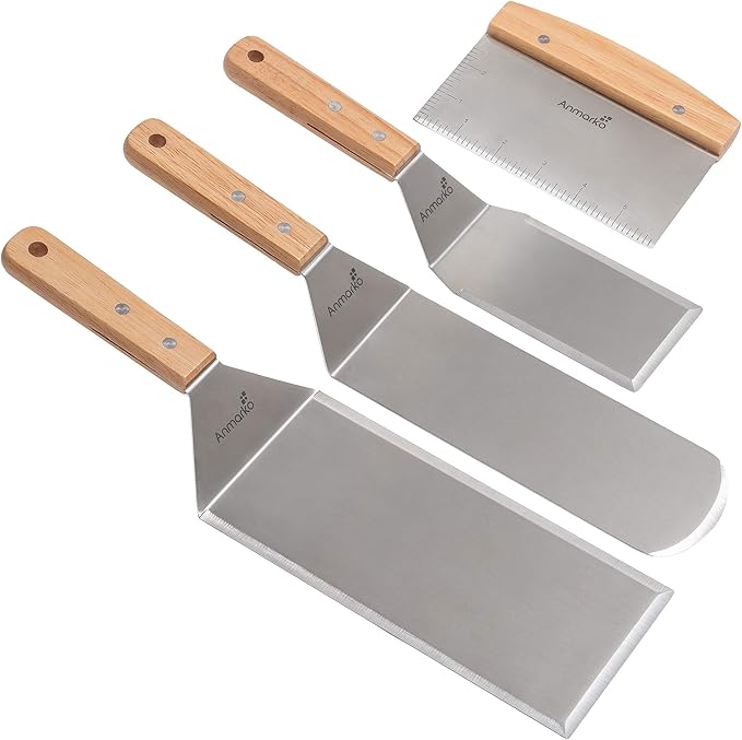 Stainless Steel Metal Spatula Set by Anmarko