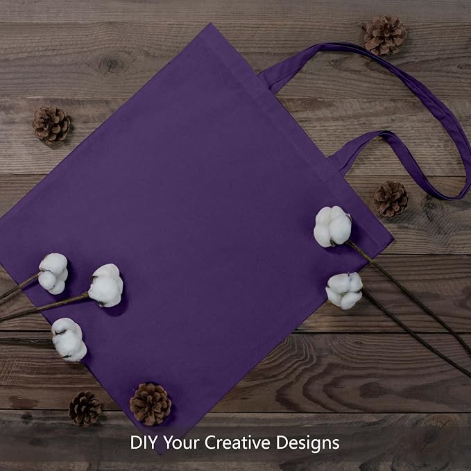 TOPDesign 24-Pack Economical 16"x15" Deep Purple Cotton Tote Bags, Lightweight - Image 4