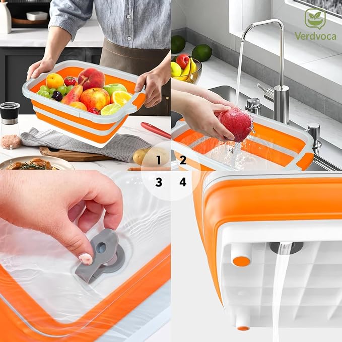 16L Orange Collapsible BBQ Prep Tub - Image 8
