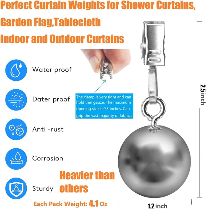 12 Pack Heavy Duty Curtain Weights, Heavy Weights - Image 7