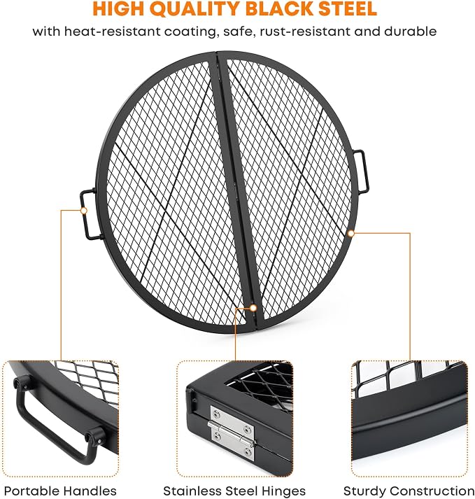 Stanbroil X-Marks Fire Pit Cooking Grate, Foldable Round Grill Grate - Image 3