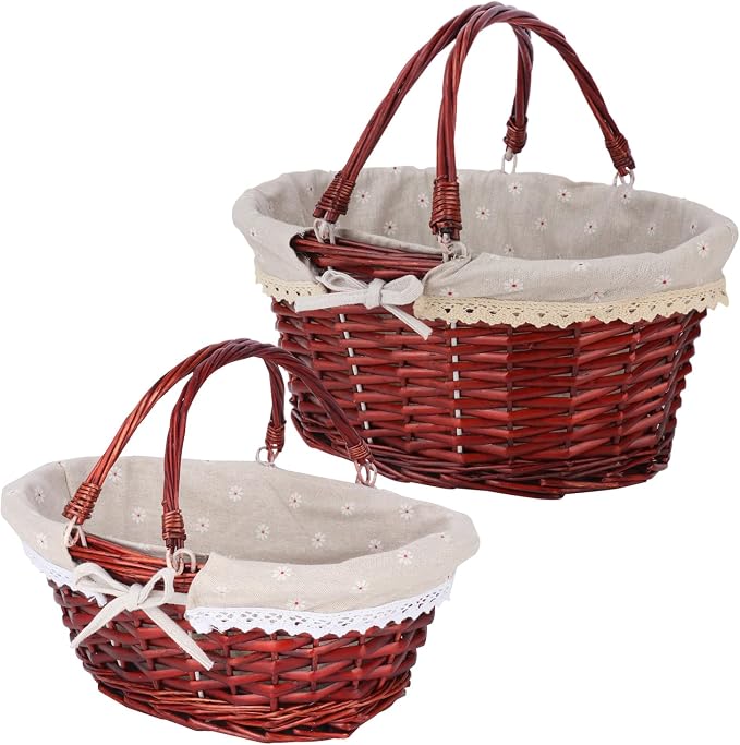 2 Pack Brown Wicker Basket by Unknown