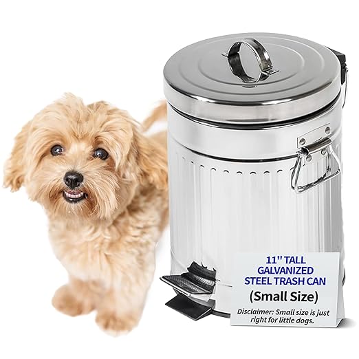 Pet Fit For Life 11" Tall Galvanized Steel Trash Can by PetFitForLife