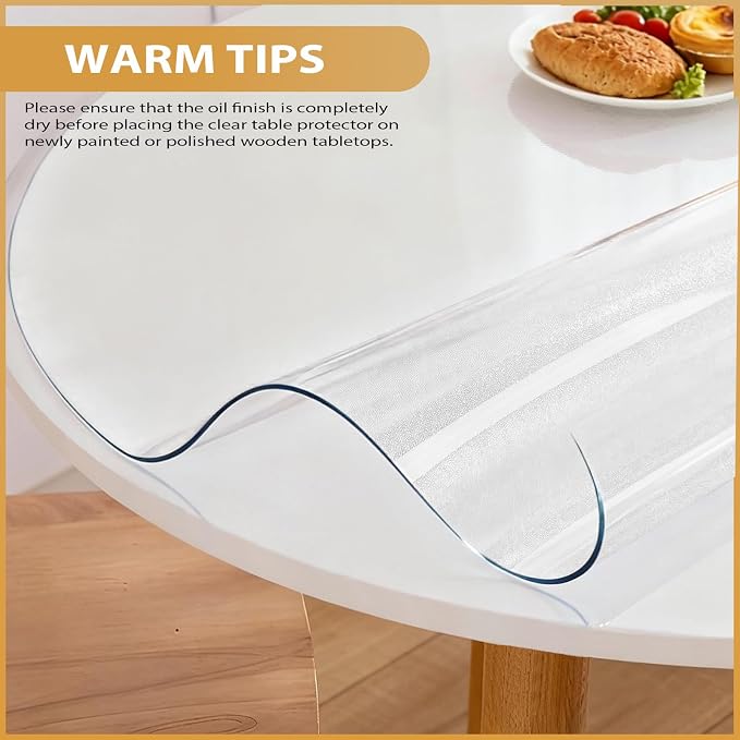 Round Frosted Table Cover Protector 28 Inch - 2mm Thick Waterproof PVC - Image 4