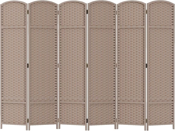 Room Divider 6 Panel Screen 5.6 Ft Tall Partition Room Dividers Beige Privacy by FDW