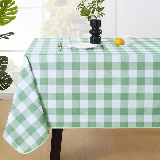 MOSAYT Rectangle Vinyl Tablecloth, 100% Waterproof Buffalo Gingham Plastic by MOSAYT