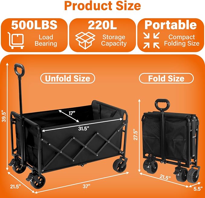 Wagons Carts Foldable — Heavy Duty Collapsible Wagon - Image 2