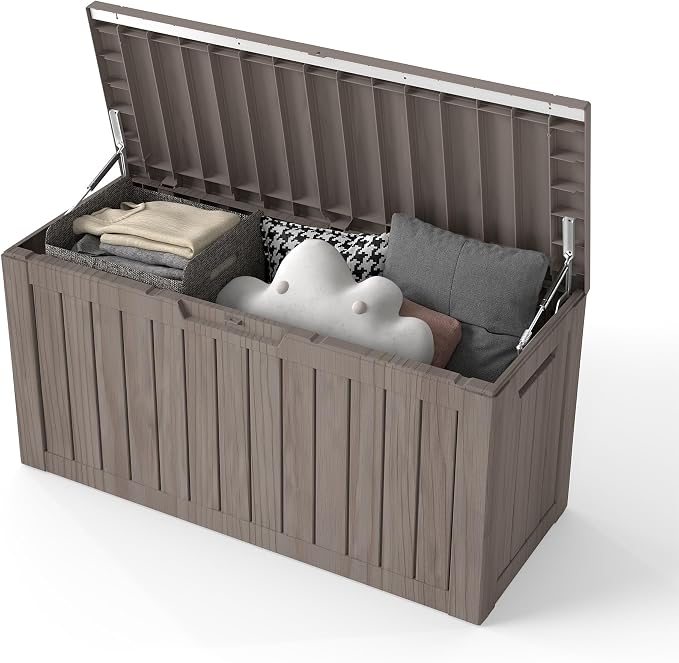 80 Gallon Outdoor Storage Box Waterproof, Resin Deck Boxes by Unknown