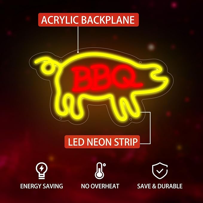 BBQ Neon Signs Barbecue LED Signs Dimmable Neon Lights - Image 2