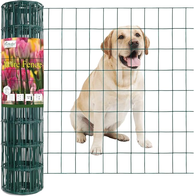 Green PVC Coated Welded Wire Fence 24 Inch x 25 Foot, 2 Inch x 3 Inch 16GA by FOREHOGARGARDEN%EF%BC%86HOME