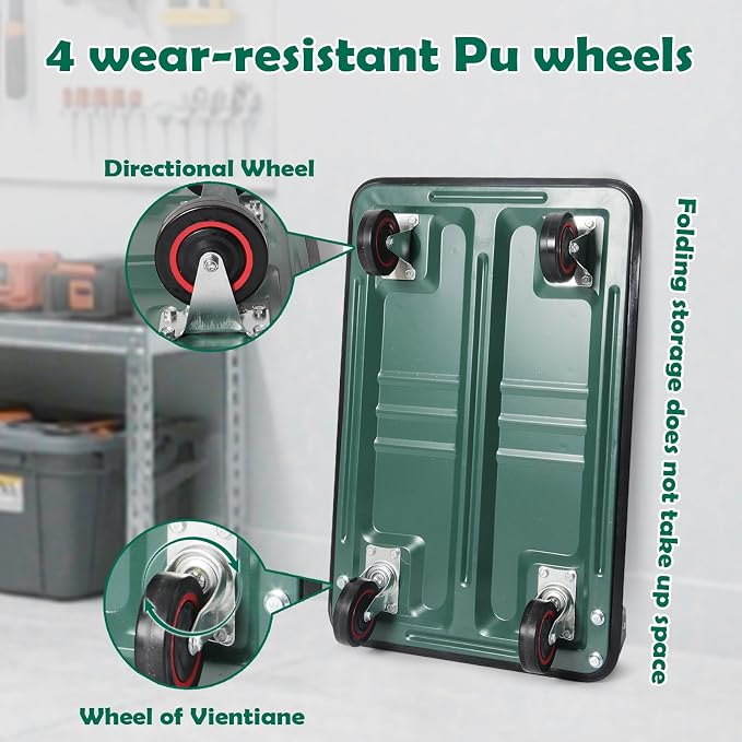 LEADALLWAY Foldable Push Cart Platform Cart - Image 5
