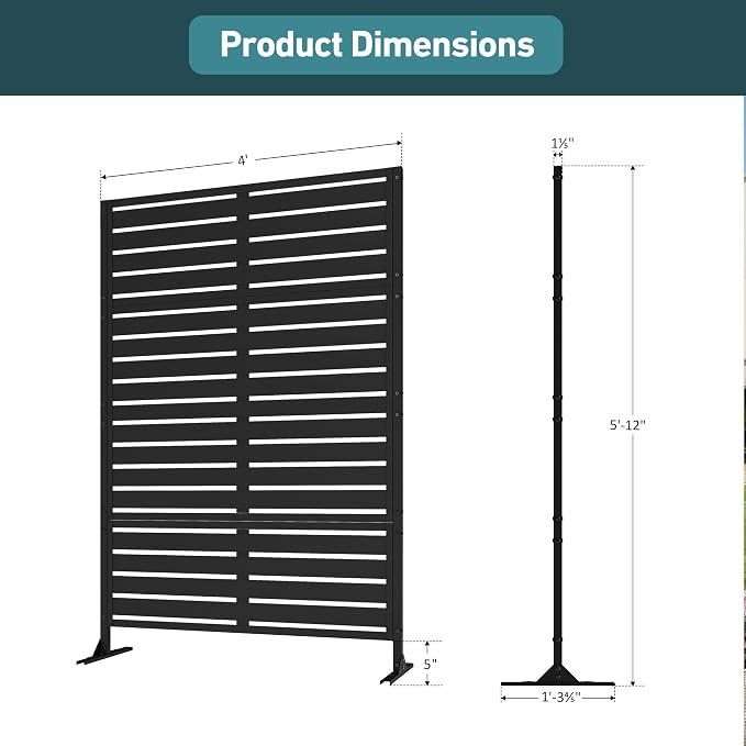 Modern Shade Metal Privacy Screen Outdoor 72" H x 48" W, Stable & Durable - Image 3