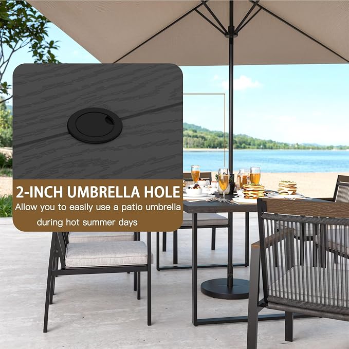 5-Piece Patio Dining Table and Chair Sets, Outdoor Metal Dining Furniture Set - Image 3