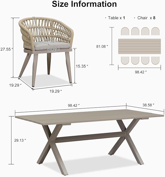 PURPLE LEAF Outdoor Dining Set All-Weather PE Rattan Outdoor Patio Dining - Image 6