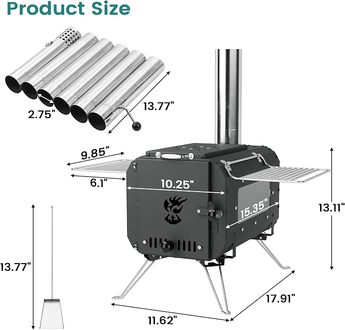 Wood Burning Stove, Hot Tent Stove, Folding Portable Wood Stove - Image 4