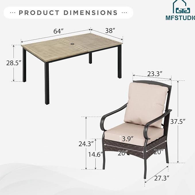 MFSTUDIO 7 Pieces Patio Dining Sets - Image 9