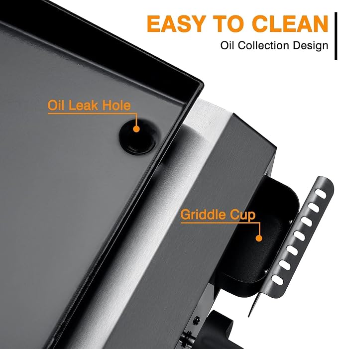 2 Burner BBQ Gas Griddle, 17.3 Inch Stainless Steel Portable Detachable Propane - Image 4