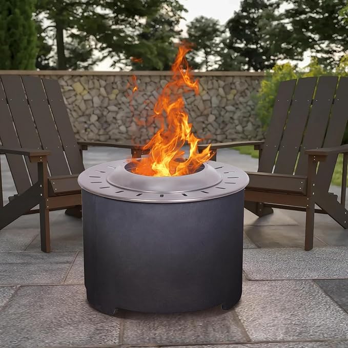 Afterglow Smokeless Fire Pit, 20.5" Round Wood Burning Stainless Steel Top & - Image 7