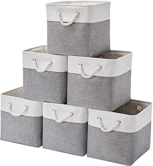 12 x 12 Inch Cube Storage Bins, 6 Pack Large Collapsible Fabric Storage Bin by Midmmvick