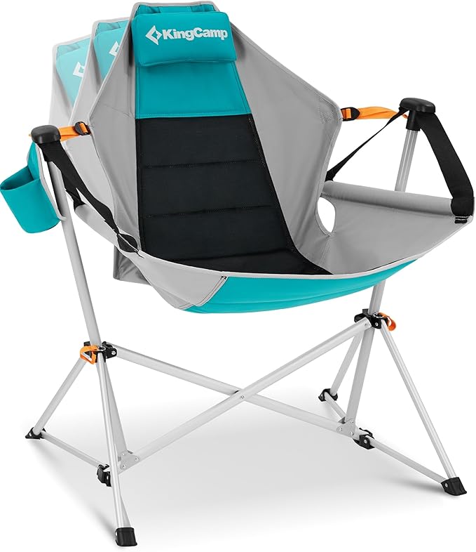 Hammock Chair Swing, Cyan Aluminum Frame, Quick-Open Folding