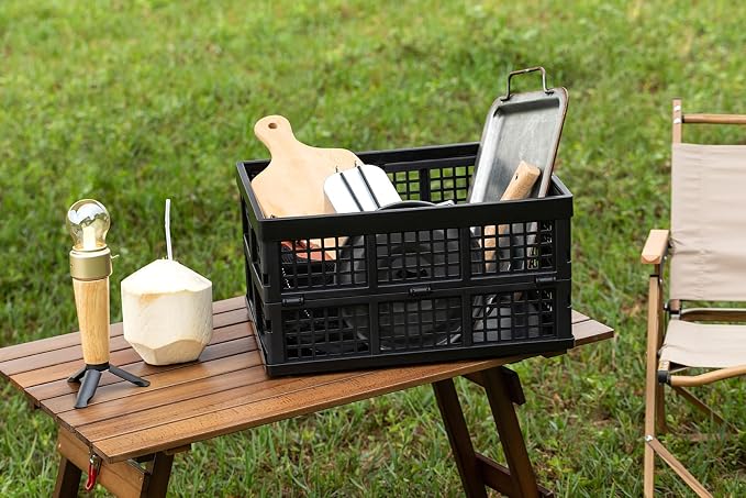 34L Large Plastic Folding Storage Crates, Collapsible Crates - Image 5