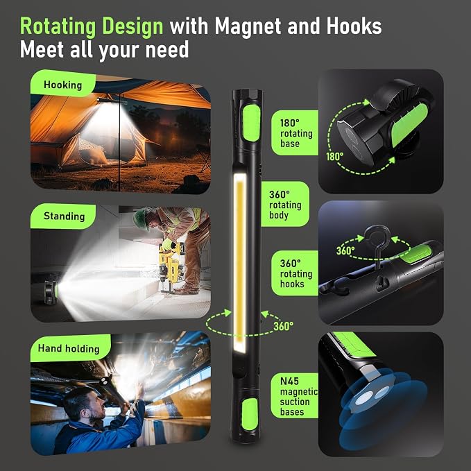 Work Light for Mechanic, 3200LM LED Work Lights, 5400mAh Rechargeable Magnetic - Image 5