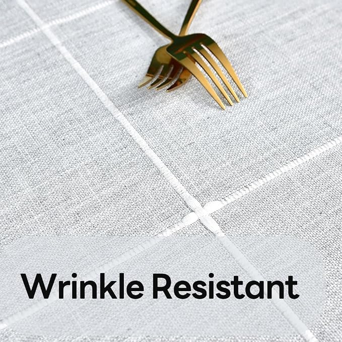 Farmhouse Table Cloth for Rectangle Tables Gray Plaid Boho Tablecloth Heavy - Image 4