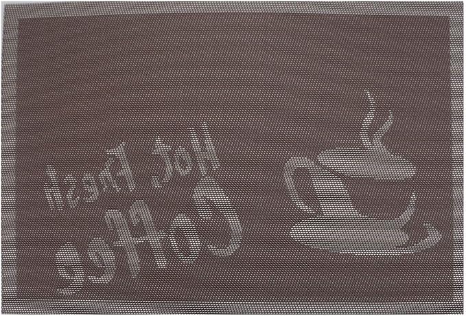 Gugrida Placemats Set of 6 Plaid Checkered Coffee Heat-Resistant Anti-Skid PVC - Image 6