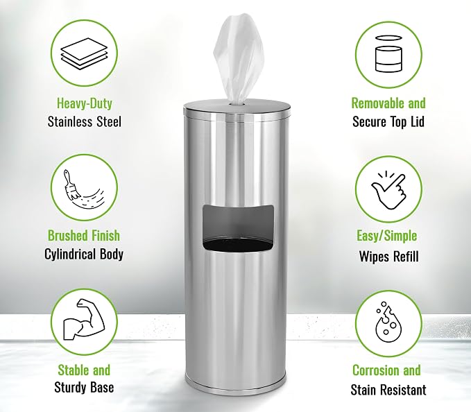 Alpine Stainless Steel Disinfecting Wipes Dispenser Floor Stand - Image 3