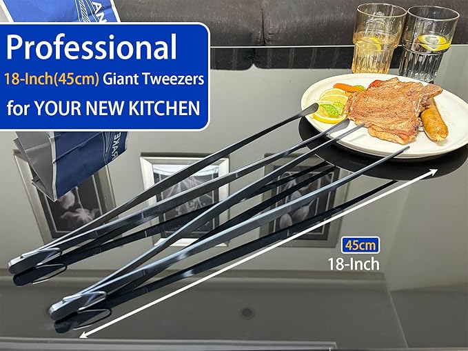 Grill Tongs, 18 Inch Stainless Steel, Set of 2