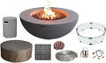 Elementi | Bundle Lunar Gas Fire Pit Cast Concrete 42" Round Fire Table by AMSFireplaceInc