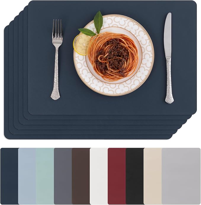 SHACOS Placemats Set of 6 Faux Leather Waterproof Leakproof Wipeable PU by SHACOS