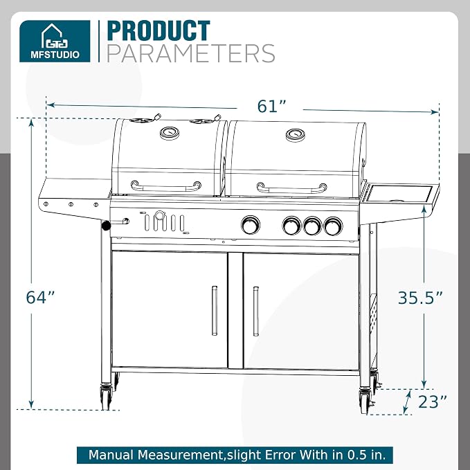 MFSTUDIO 3 In 1 Gas and Charcoal Grill Combo - Image 7