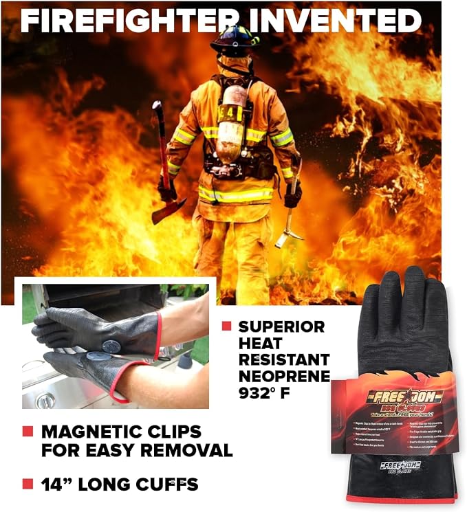 MagneCHEF Freedom BBQ Gloves 932°F Heat Rated Magnetic EZ On Off Safety Clips - Image 3