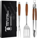 Heavy-Duty Heat-Treated Ash Wood BBQ Grilling Tools Set | Extra-Thick Stainless by Grilaz