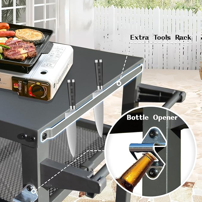 Domi 3-Tier Outdoor BBQ Grill Cart - Image 7