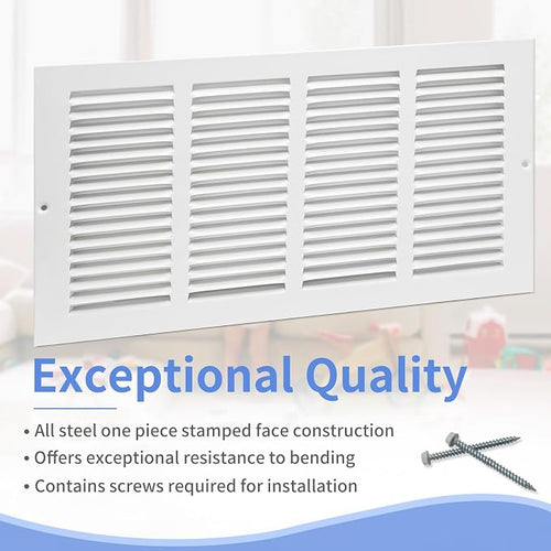 16"W x 8"H Steel Return Air Grille, Air Return Vent Cover - Image 2