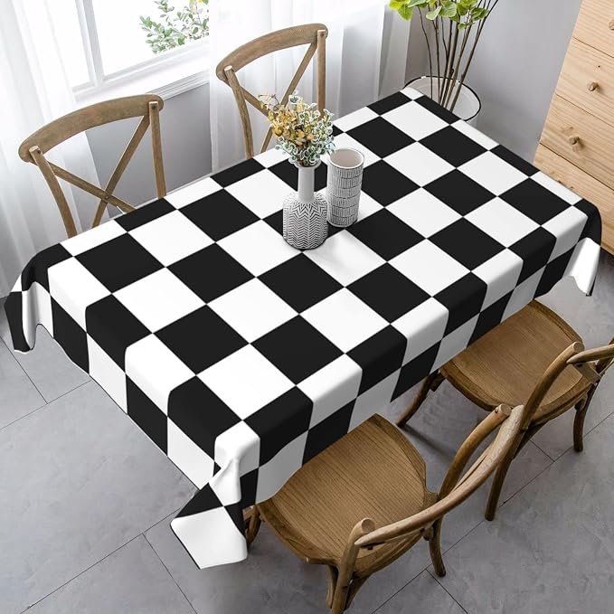 Worltoldb Checkered Polyester Tablecloth, Water Resistant, All-Season - Image 4