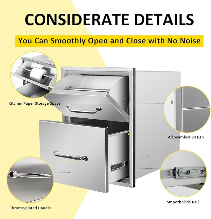 Outdoor Kitchen Drawers with Paper Towel Holder 16" W x 20" H x 20" D Flush - Image 4